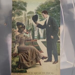 Vintage Style Greeting Card with Elegant Couple Post Dated 1909